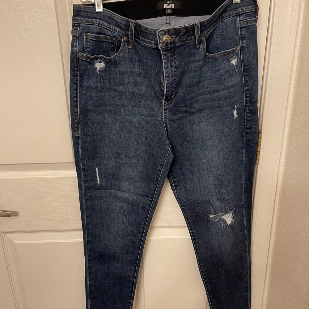Lularoe EUC skinny dark distressed jeans